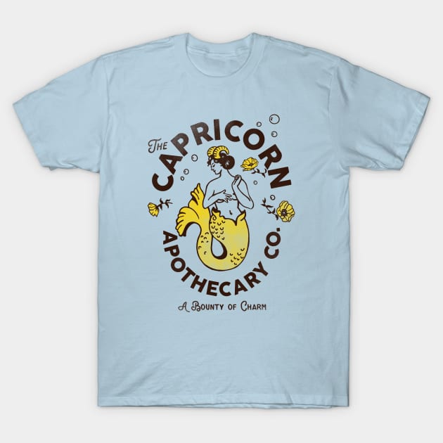 "Capricorn Apothecary Co: A Bounty Of Charm" Cool Zodiac Art T-Shirt by The Whiskey Ginger